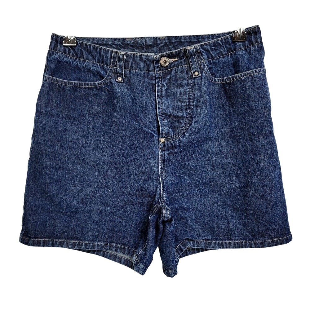 Vintage Xhilaration Dark Wash High Waisted Denim Shorts Button Fly Size 7 Cotton